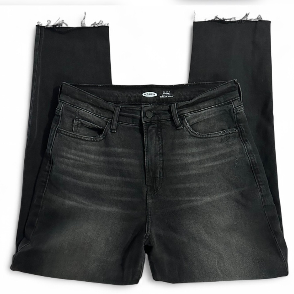 NWOT Old Navy Women's Washed Black Straight Leg Jeans